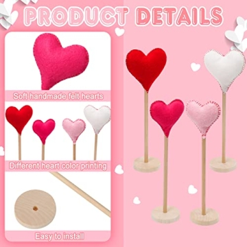 Lovely Valentine's Day Tall Felt Heart Block Set - Home Decor