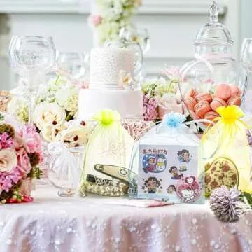 100PCS 4x4.72 inches Sheer Organza Bags, White Wedding Favor Bags with Drawstring, Jewelry Gift Bags for Party, Festival, Makeup Organza Favor Bags, Net Gift Bags, Drawstring Goody Bags (White)