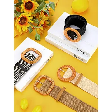 Geyoga Women’s Woven Elastic Waist Belts Set