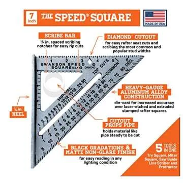 SWANSON Tool Co S0101 7 Inch Speed Square, Blue