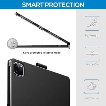 typecase Touch Keyboard Case for iPad Air 11-inch (M3 2025 / M2 2024)& iPad Pro 11(4th/3rd/2nd/1st Gen):Multi-Touch Trackpad & 11 Colors Backlight&360°Rotatable,Thin & Light for iPad Air 5/4 Gen,Black
