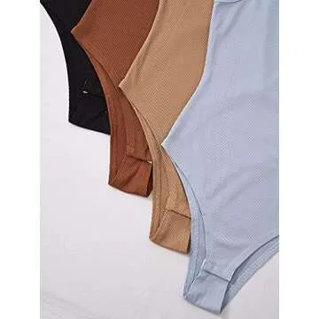 MakeMeChic Women's Sleeveless 4 Pack Mock Neck Ribbed Knit Tank Bodysuit Multi A XL