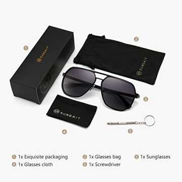 Stylish SUNGAIT Aviator Sunglasses with UV Protection