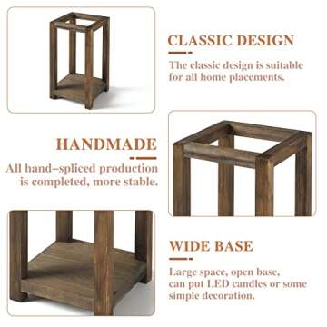 Wedding Lantern Centerpiece, Set of 2 Rustic Wedding Table Decoration, Farmhouse Decor, Wooden Candle Holder, Country Barn Wedding Gift （No Assembly Required）