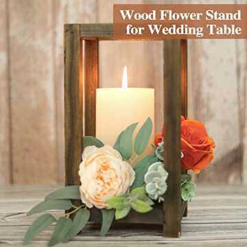 Wedding Lantern Centerpiece, Set of 2 Rustic Wedding Table Decoration, Farmhouse Decor, Wooden Candle Holder, Country Barn Wedding Gift （No Assembly Required）