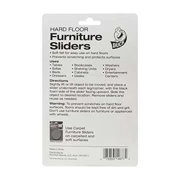 Duck Felt Furniture Sliders for Hard Floors, 4 Pack