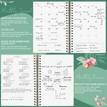 PLANBERRY Large Weekly Planner Premium – Undated Life & Budget Planner – Organizer & Productivity Journal, 8x10.4″ (Natural Green)