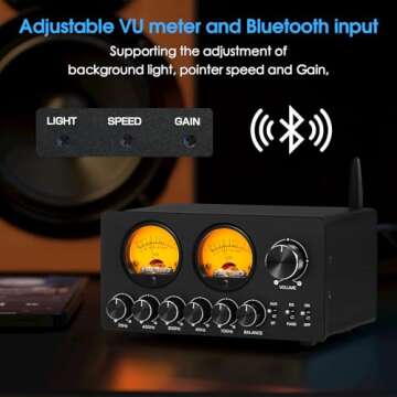 Douk Audio 5 Band Equalizer Bluetooth EQ Preamp for Home Stereo/Computer Speaker/Amplifier with VU Meter (EQ5 Tone Upgraded Version)
