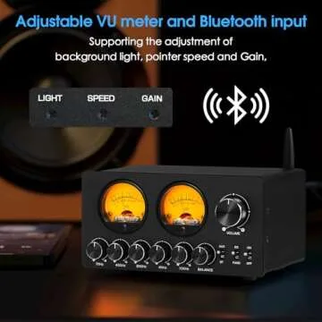 Douk Audio 5 Band Equalizer Bluetooth EQ Preamp for Home Stereo/Computer Speaker/Amplifier with VU Meter (EQ5 Tone Upgraded Version)