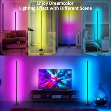 YSJ RGB LED Corner Floor Lamp, LED Floor Lamp,Corner LED Lamp,Corner Light,Color Changing Lamp with Remote and App Control,DIY Mode & Timing,Modern 55''Minimalist Lit Lamp for Bedroom Living Room