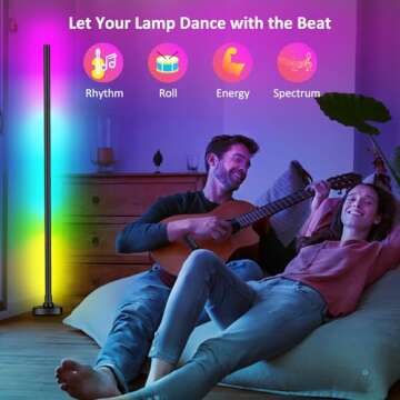 YSJ RGB LED Corner Floor Lamp, LED Floor Lamp,Corner LED Lamp,Corner Light,Color Changing Lamp with Remote and App Control,DIY Mode & Timing,Modern 55''Minimalist Lit Lamp for Bedroom Living Room
