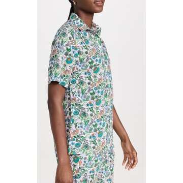 NUFIWI Vintage Graffiti 2 Pieces Pants Sets for Women Floral Fruit Print Short Sleeve Shirt Wide Leg Pants Beachwear Suit