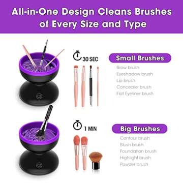 Makeup Brush Cleaner Machine, Electric Makeup Brush Cleaner, Make Up Brush Cleaner Cleanser Machine, Quick & Efficient Cleaning for Makeup Brushes, Stocking Stuffers Gifts for Women, Mom