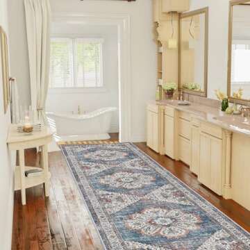 Washable Kitchen Runner Rug - 2'6''x12' Hallway Rug Distressed Mats Non-Slip Soft Room Floor Carpet ...