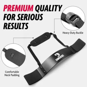DMoose Fitness Arm Blaster for Biceps & Triceps, Premium Neck Padding Support with Adjustable Straps, Bicep Blaster for Strength Training, Biceps Workout Equipment (Black)