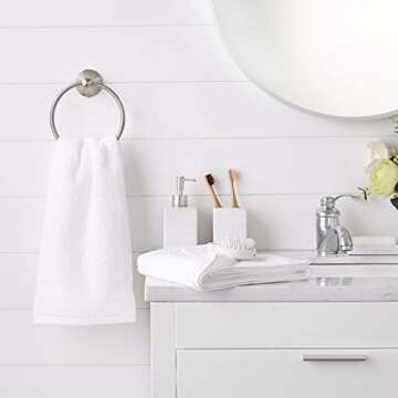 AmazonCommercial 100% Premium Cotton Hand Towel Set - Pack of 12, 16 x 28 Inches, 550 GSM, White