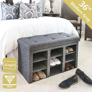 Seville Classics Charcoal Gray Storage Ottoman - Stylish & Functional