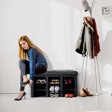 Seville Classics Charcoal Gray Storage Ottoman - Stylish & Functional