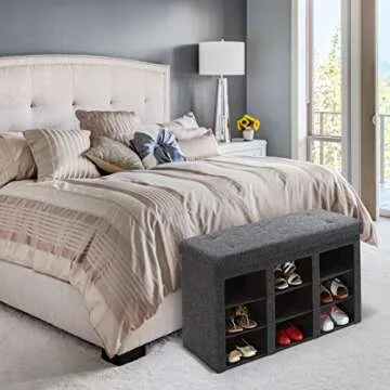 Seville Classics Charcoal Gray Storage Ottoman - Stylish & Functional