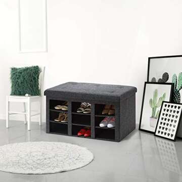 Seville Classics Charcoal Gray Storage Ottoman - Stylish & Functional