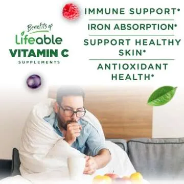 Lifeable Vitamin C Gummies for Adults | 750mg | Great Tasting Orange Flavor VIT C | Vegan Non GMO Vitamin C Chewable | for Immune Support | 90 Gummies
