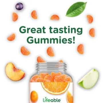 Lifeable Vitamin C Gummies for Adults | 750mg | Great Tasting Orange Flavor VIT C | Vegan Non GMO Vitamin C Chewable | for Immune Support | 90 Gummies