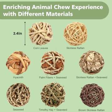 VESPRO Bunny Chew Grass Balls, Rolling Chew Toys for Small Animals, Natural Chew Grass Toys and Bunn...