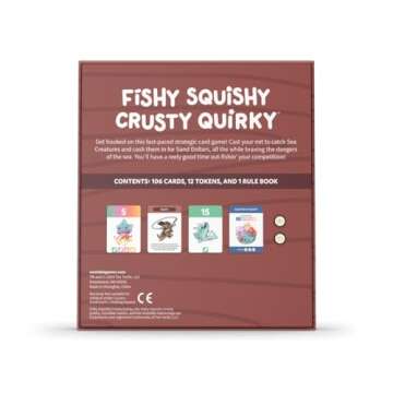 Unstable Games Fishy Squishy Crusty Quirky Base Game - Competitive Fishing Card Game for Kids, Teens, Adults - 2-6 Players, Ages 7+