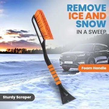 Utopia Home 27" Snow Brush and Ice Scrapers for Car Windshield, Detachable Snow Scraper with Ergonomic Foam Grip for Cars, Trucks, SUVs made from Heavy Duty ABS and PVC Brush - Pack of 2 (Orange,Blue)