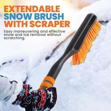 Utopia Home 27" Snow Brush and Ice Scrapers for Car Windshield, Detachable Snow Scraper with Ergonomic Foam Grip for Cars, Trucks, SUVs made from Heavy Duty ABS and PVC Brush - Pack of 2 (Orange,Blue)