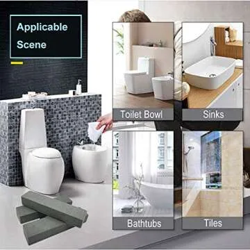 MARYTON Pumice Stone for Toilet Cleaning, Pumice Sticks to Remove Water Rings Stains on Toilets Bowls, Pack of 4