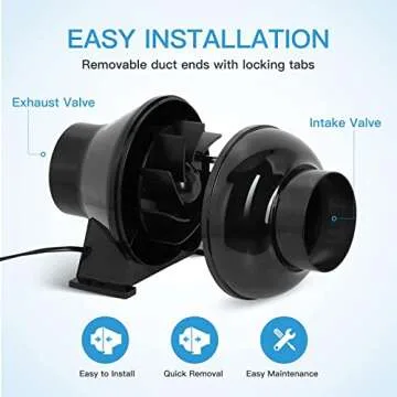 iPower 4 Inch 195 CFM Inline Ventilation Fan Quiet Vent Blower with 8 Feet Non-Insulated Flex Aluminum Ducting for Grow Tent Air Circulation, 2 Clamps Included