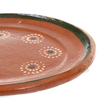 EMATIK Plato De Barro Ovalado 10” Mexican Floral Traditional Handmade Hand-painted Clay Plates Made in Mexico (4 Platos de Barro
