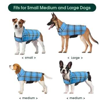 Kuoser Warm Dog Coat, Reversible Dog Jacket Waterproof Dog Winter Coat British Style Plaid Dog Clothes Pet Dog Cold Weather Coats Cozy Snow Jacket Vest for Small Medium Large Dogs