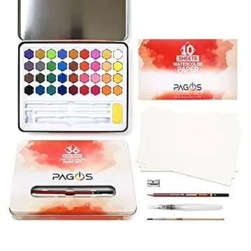 PAGOS Watercolor Paint Set – 36 Colors and Accessories