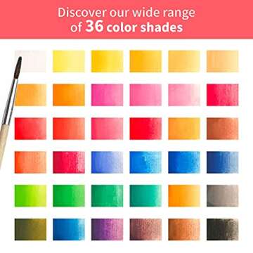 PAGOS Watercolor Paint Set – Art Kit of 36 Vivid Colors w 10 Sheets Water Color Paper – Refillable Brush Sponge Drawing Pencil, Brush, Gift Set for Adults Kids Beginners Artists Students (Basic Set)