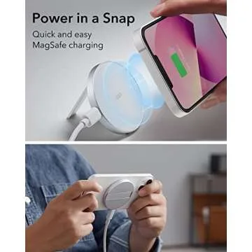 ESR for Magsafe Charger, Wireless Charger Kickstand, Charging Pad for iPhone 16/15/14/13/12 Series and AirPods 4/3/Pro/Pro 2, Galaxy S25 Strong Magnetic Charger Pad with 5 ft Removable Cable, White
