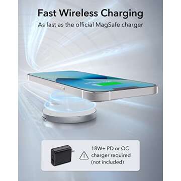 ESR for Magsafe Charger, Wireless Charger Kickstand, Charging Pad for iPhone 16/15/14/13/12 Series and AirPods 4/3/Pro/Pro 2, Galaxy S25 Strong Magnetic Charger Pad with 5 ft Removable Cable, White
