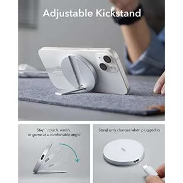ESR for Magsafe Charger, Wireless Charger Kickstand, Charging Pad for iPhone 16/15/14/13/12 Series and AirPods 4/3/Pro/Pro 2, Galaxy S25 Strong Magnetic Charger Pad with 5 ft Removable Cable, White
