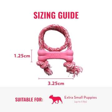 KONG Puppy Chew Toy with Rope - Ideal for XS Puppies