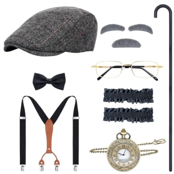 OSEMIOKA 1920s Men’s Costume Accessories Set for Vintage Style