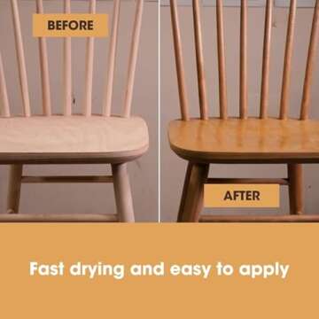 Furniture Clinic Wood Stain | Multiple Finishes | Fast Drying | Indoor and Outdoor Furniture and More | Water Based, Low Odor, Non-Toxic | Polyurethane| Teak (8.5oz / 250ml)