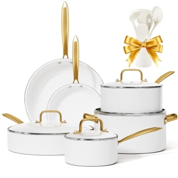 Ceramic Cookware Set, VONIKI 16 Pcs Pots and Pans Set Non Stick, Kitchen Cookware Sets with Cooking ...