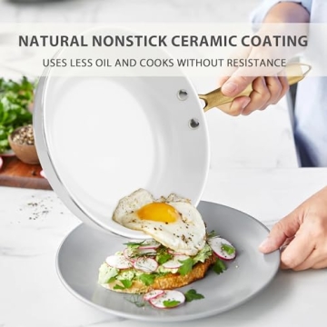 VONIKI Non-Stick 16 Pcs Ceramic Cookware Set With Utensils