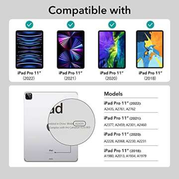 Hi Space for iPad Pro 11 inch Case 2022 2021 2020 2018 4th 3rd 2nd 1st Generation with Pencil Holder, Flower Floral Trifold Stand Protective Shockproof Cover Auto Sleep Wake