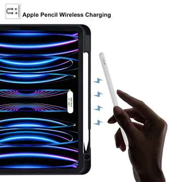 Hi Space for iPad Pro 11 inch Case 2022 2021 2020 2018 4th 3rd 2nd 1st Generation with Pencil Holder, Flower Floral Trifold Stand Protective Shockproof Cover Auto Sleep Wake