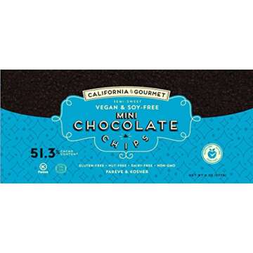 51.3% Cocoa Vegan MINI Chocolate Chips Soy Free Dairy Free Kosher Gluten Free Nut Free 8 oz. bags (3...