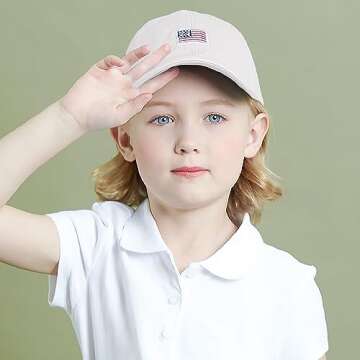 The Hat Depot Kids American Flag Washed Low Profile Cotton and Denim Plain Baseball Cap Hat (6-9yrs,...