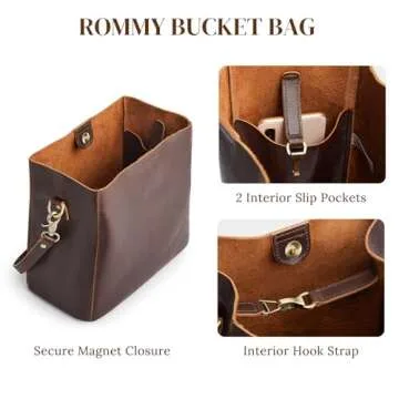 S-ZONE Full Grain Leather Crossbody Bags for Women Shoulder Bag Butterfly Bucket Purses