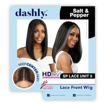 Sensationnel Dashly lace saltandpepper wig - unit 5 hand tied laceparting ear to ear synthetic (2 DARKBROWN)